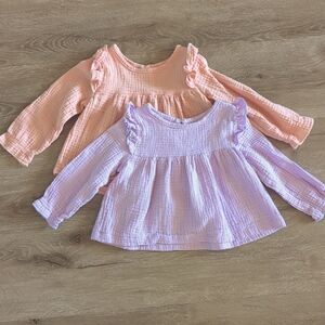 2pc Pink & Purple Long Sleeve Shirts 12-18m
